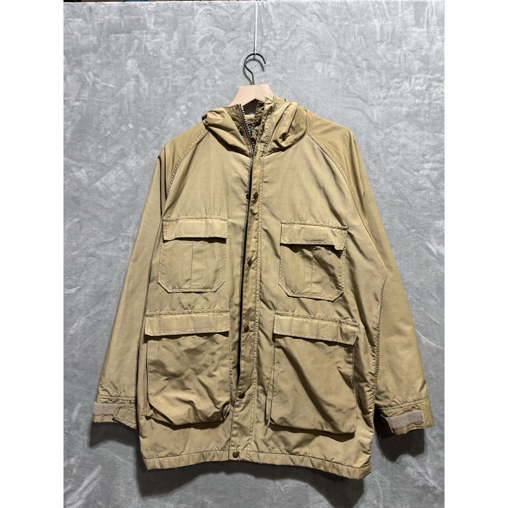 Woolrich Tan Utility Field Jacket Mens Medium Hooded Canvas Workwear USA - Picture 1 of 14